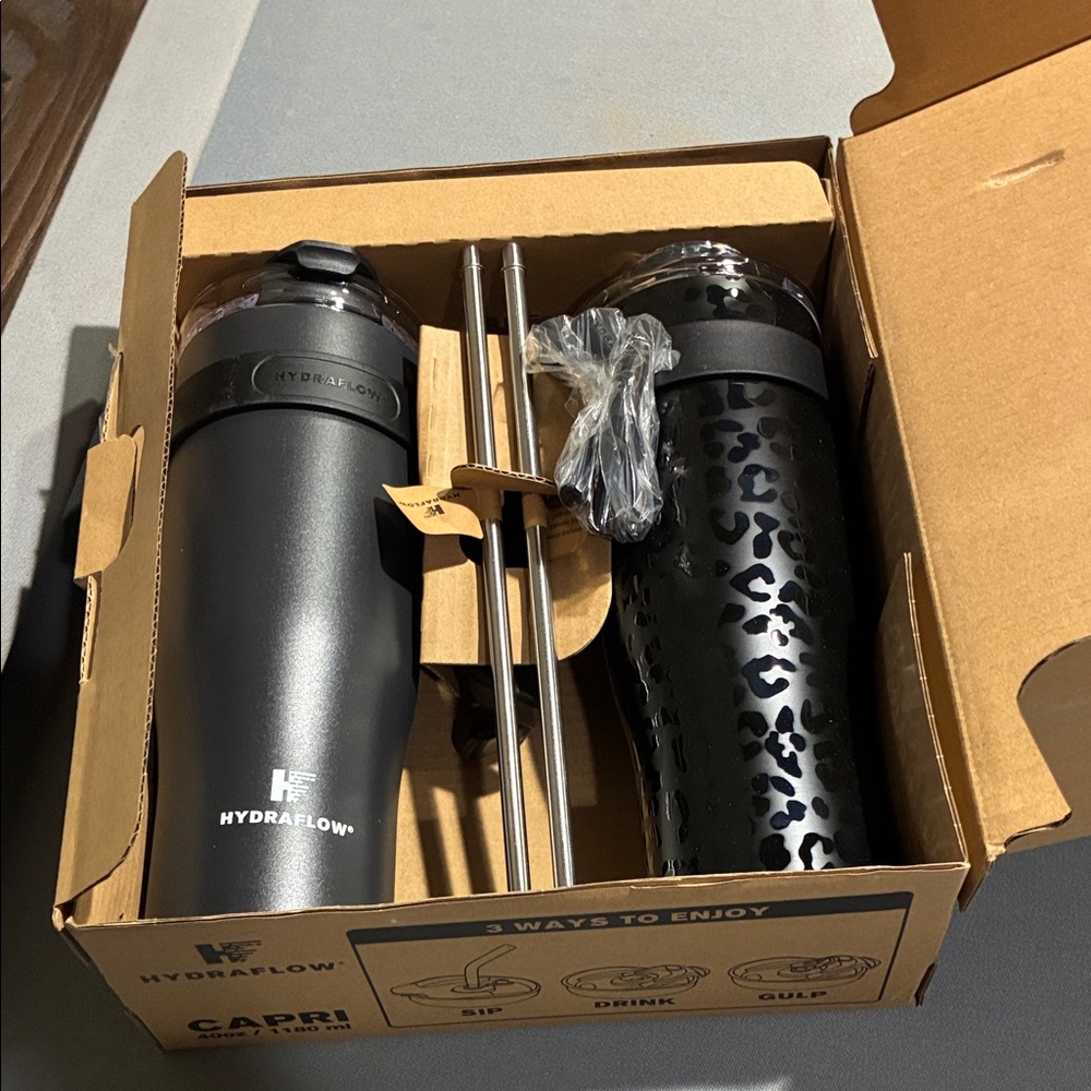 Black Leopard Tumbler Set